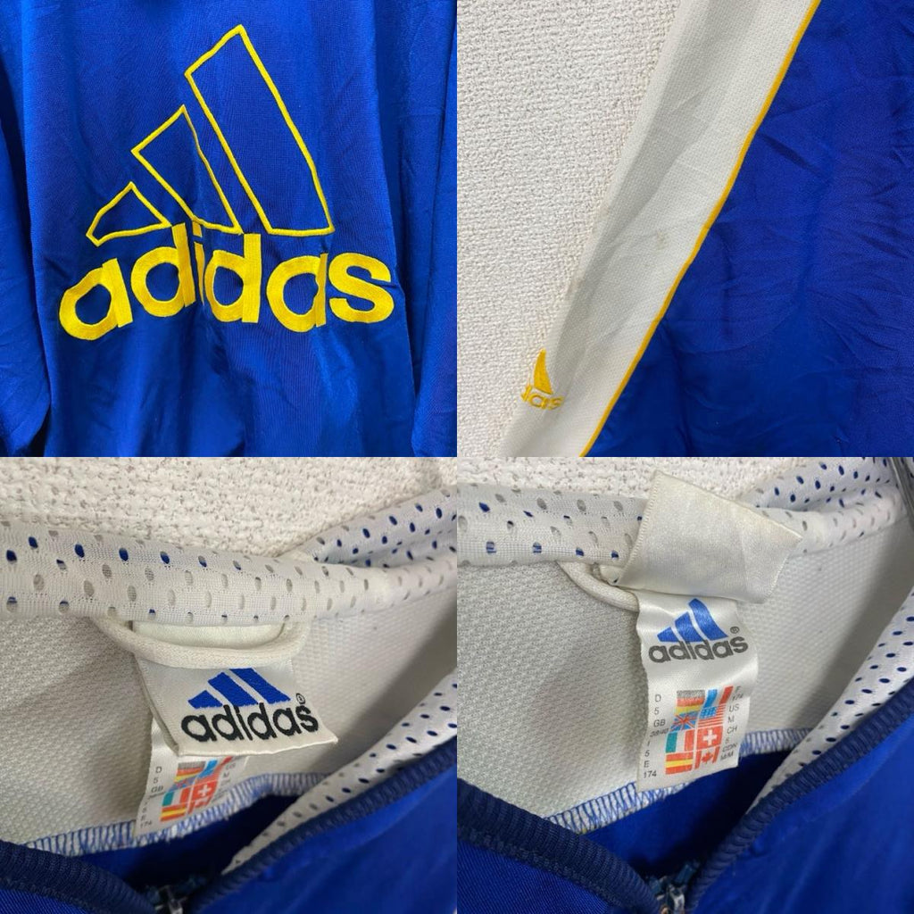 90s～　adidas　アディダス　トラックジャケット/ジャージパーカー　パフォーマンスロゴ　ヴィンテージ　ブルー　ホワイト　Mサイズ