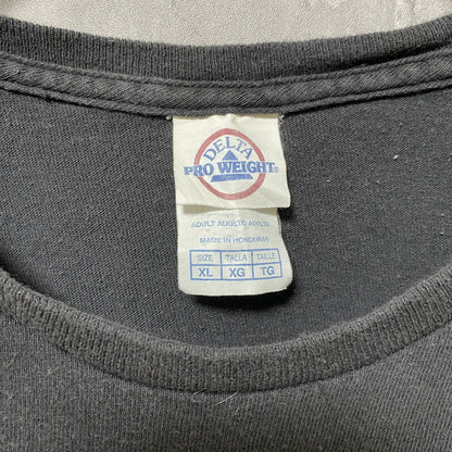 古着 used　DELTA PRO WEIGHT　半袖プリントTシャツ　黒　ブラック　レトロデザイン　クルーネック　XLサイズ