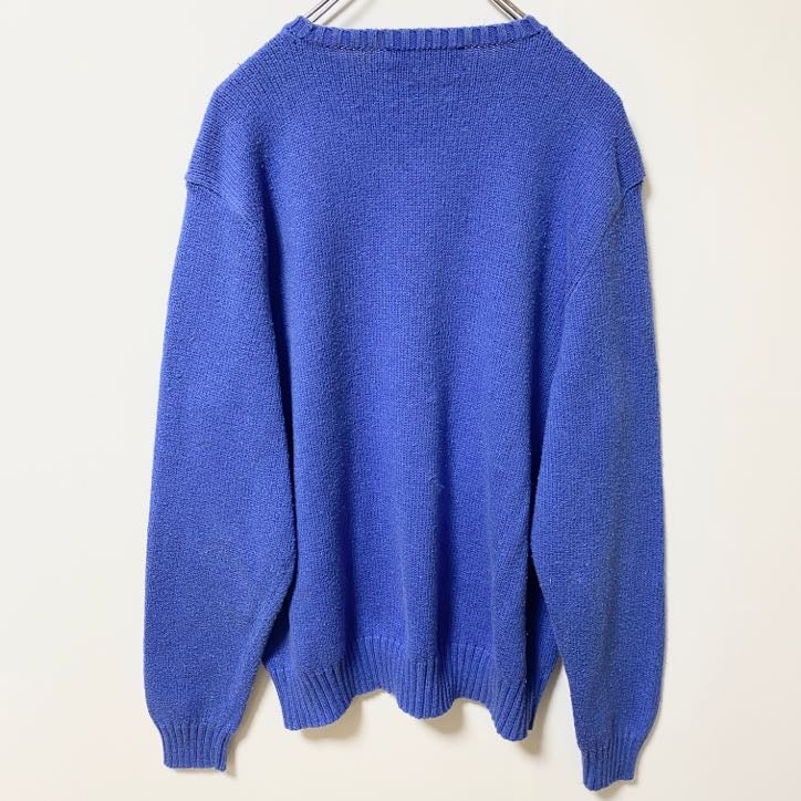 90s　Polo by Ralph Lauren　ラルフローレン　コットンニットセーター　ブルー　XLサイズ