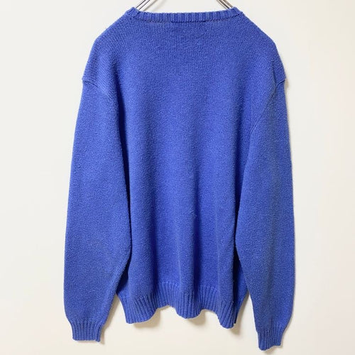 90s　Polo by Ralph Lauren　ラルフローレン　コットンニットセーター　ブルー　XLサイズ