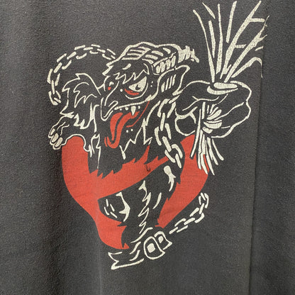 古着 used　DELTA PRO WEIGHT　半袖プリントTシャツ　黒　ブラック　レトロデザイン　クルーネック　XLサイズ