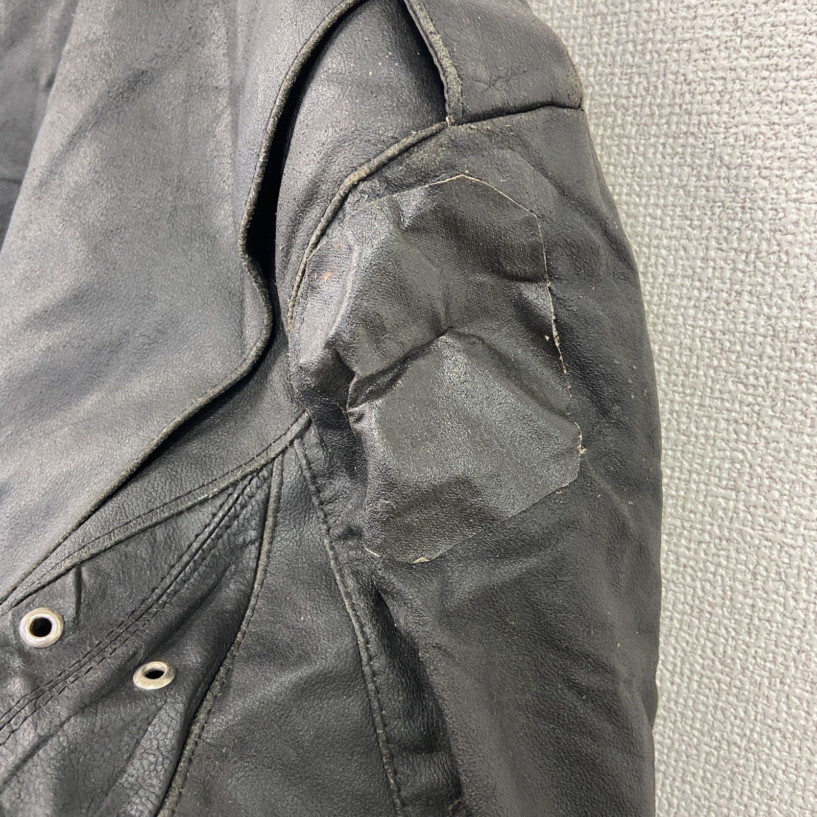 ロンジャン　レザージャケット　ダブルライダースジャケット　ベルト付き　黒　ブラック　40