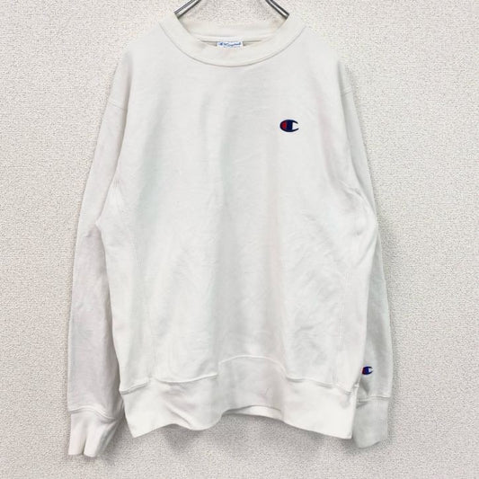 古着 used　00s　Champion　チャンピオン　長袖スウェット　リバースウィーブ　ワンポイント刺繡ロゴ　ホワイト　Mサイズ