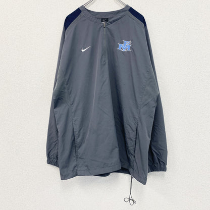 NIKE　ナイキ　プルオーバージャケット　ハーフジップ　スウッシュロゴ　灰色　グレー　Lサイズ