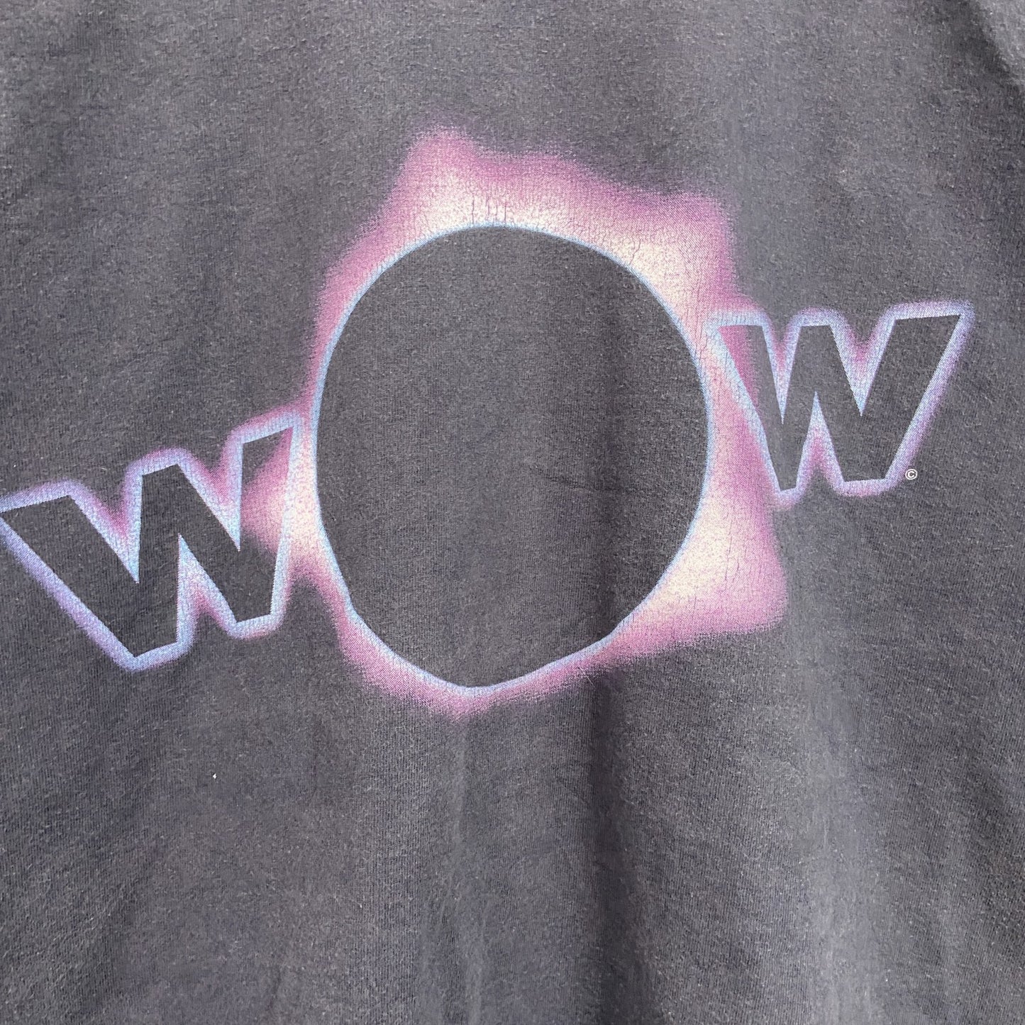 WOW　日食　半袖プリントTシャツ　両面プリント　フェード　黒　ブラック　XLサイズ