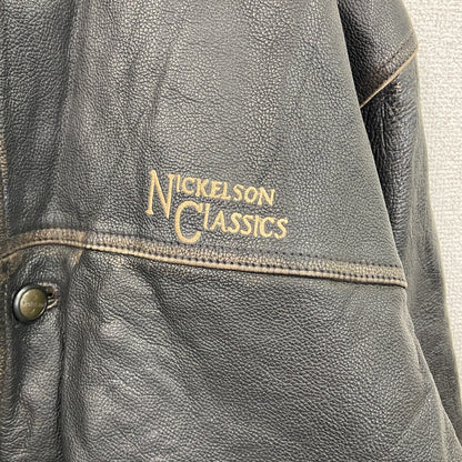 NICKELSON　シングルライダースジャケット　襟付き　焦げ茶　ダークブラウン　