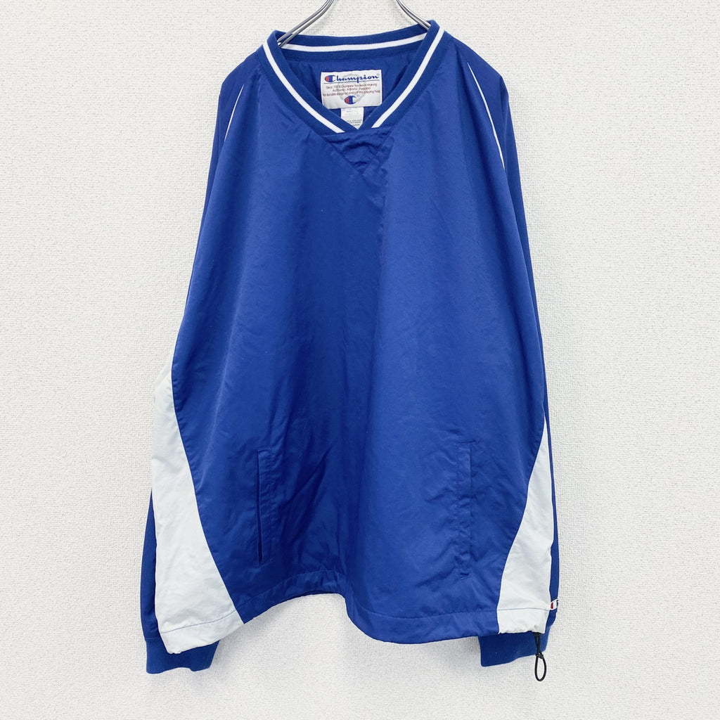Champion　チャンピオン　プルオーバーナイロンジャケット　ロゴ刺繡　青　2XLサイズ