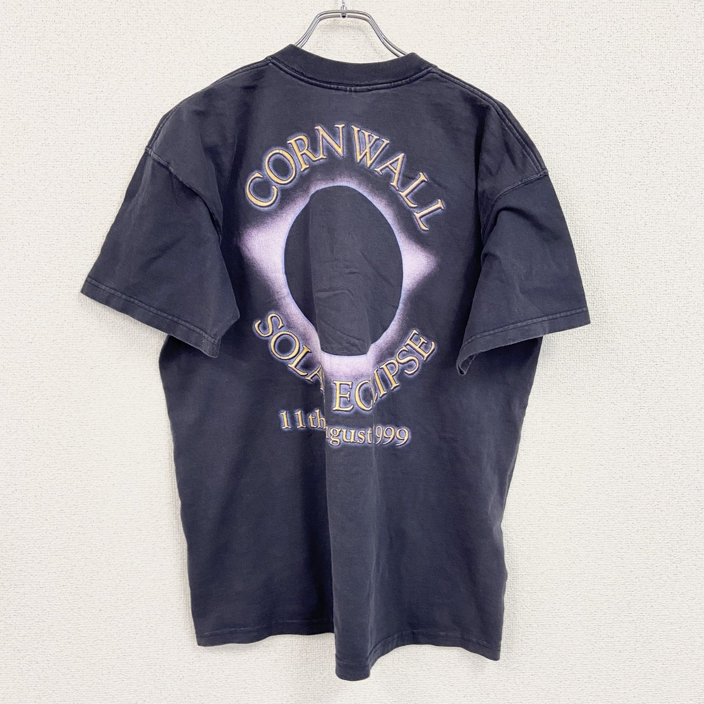 WOW　日食　半袖プリントTシャツ　両面プリント　フェード　黒　ブラック　XLサイズ