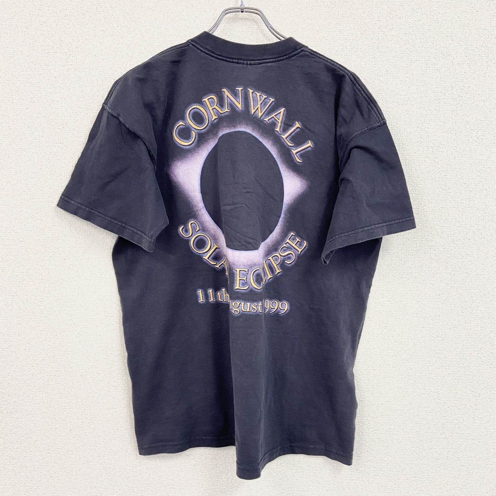 WOW　日食　半袖プリントTシャツ　両面プリント　フェード　黒　ブラック　XLサイズ