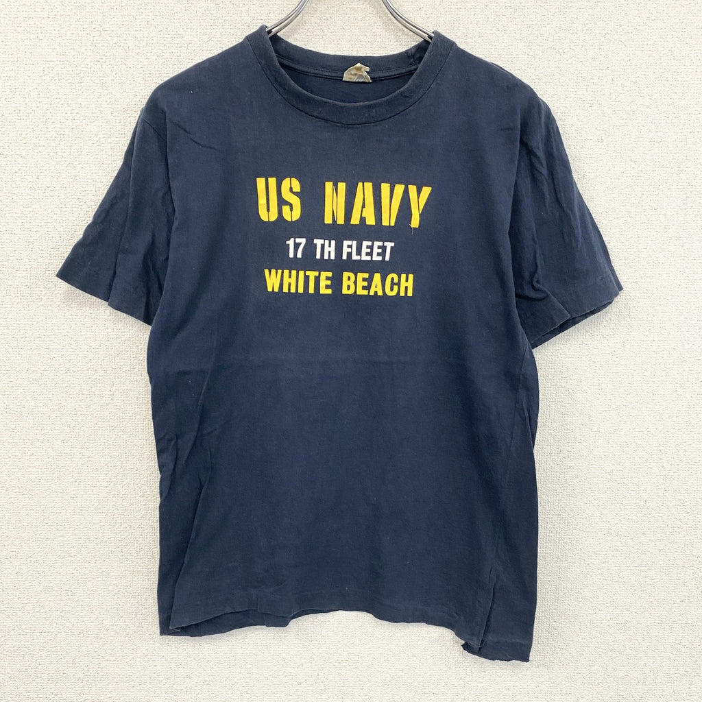 90s～　U.S.NAVY　アメリカ海軍　半袖プリントTシャツ　ヴィンテージ　シングルステッチ　紺　ネイビー　