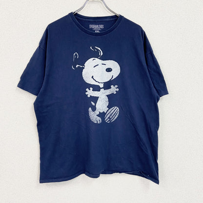 PEANUTS　ピーナッツ　SNOOPY　スヌーピー　半袖キャラクタープリントTシャツ　紺　ネイビー　2XLサイズ