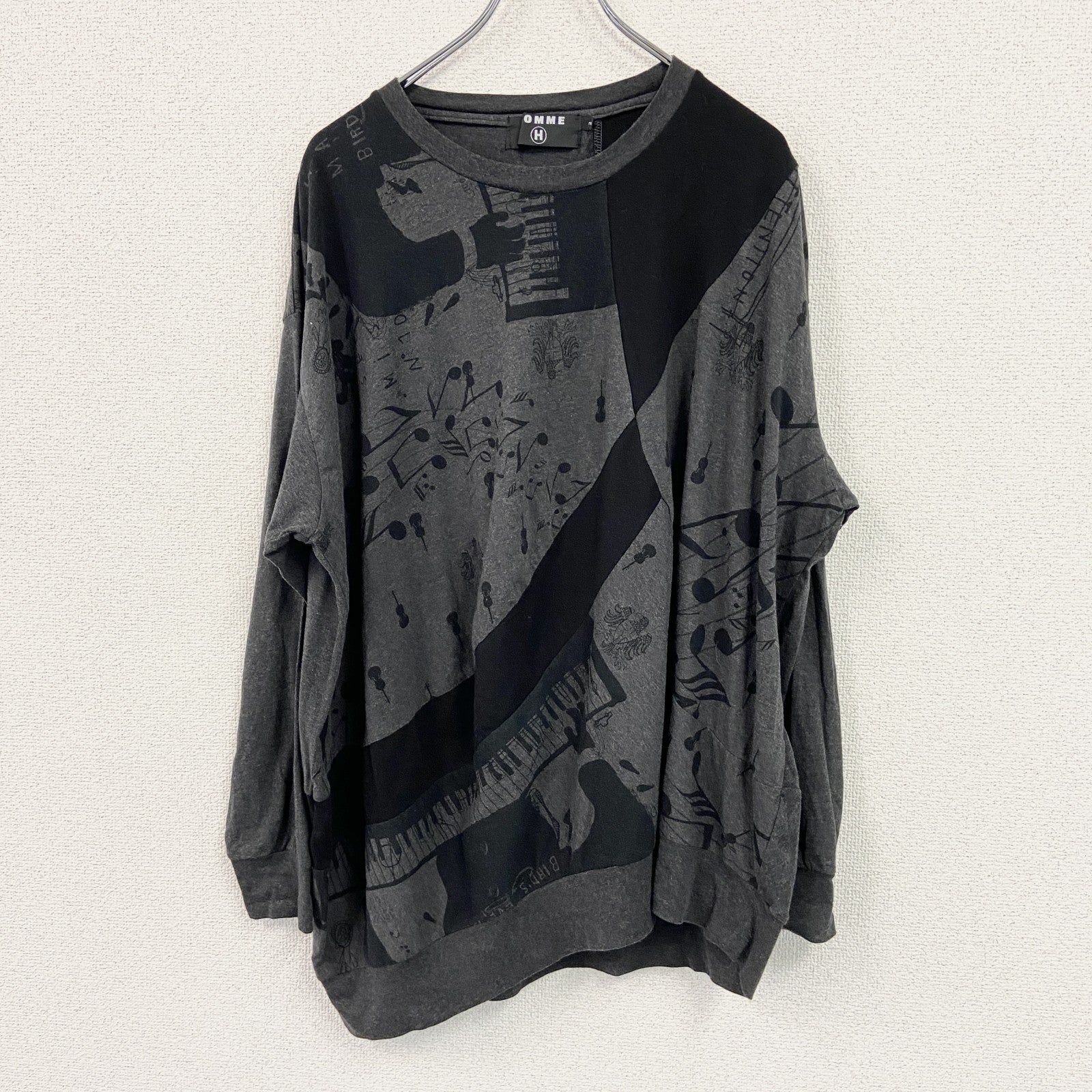 GOMME　ゴム　長袖プリントTシャツ/ロンT　ダークグレー　2サイズ