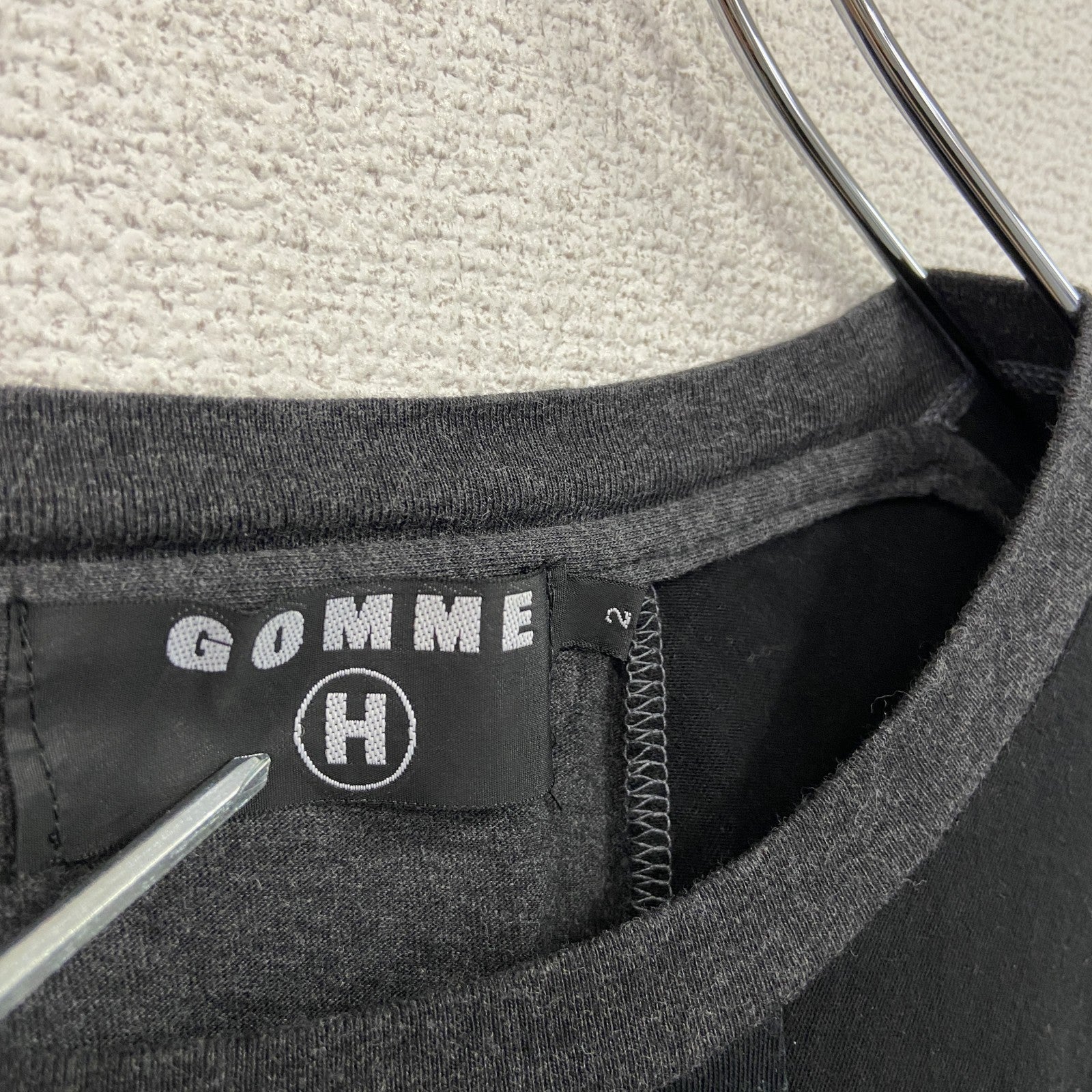 GOMME　ゴム　長袖プリントTシャツ/ロンT　ダークグレー　2サイズ