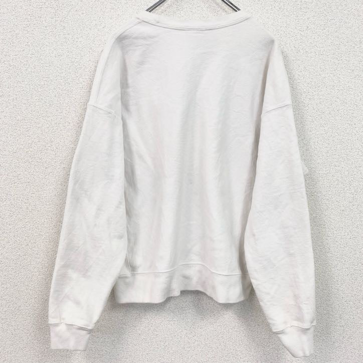 古着 used　Champion　チャンピオン　長袖スウェット　リバースウィーブ　刺ロゴ　白　ホワイト　XLサイズ