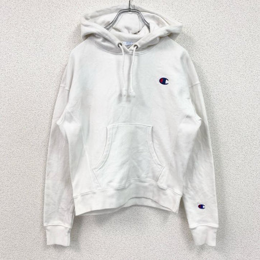 古着 used　Champion　チャンピオン　長袖パーカー　リバースウィーブ　ワンポイント刺ロゴ　白　ホワイト　XSサイズ