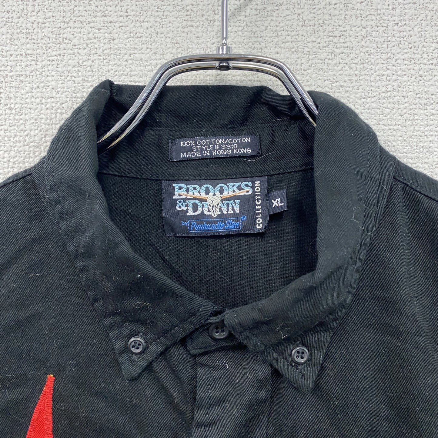 Brooks&Dunn　ブルックス＆ダン　長袖ボタンダウンシャツ　ファイヤーパターン　黒　ブラック　XLサイズ