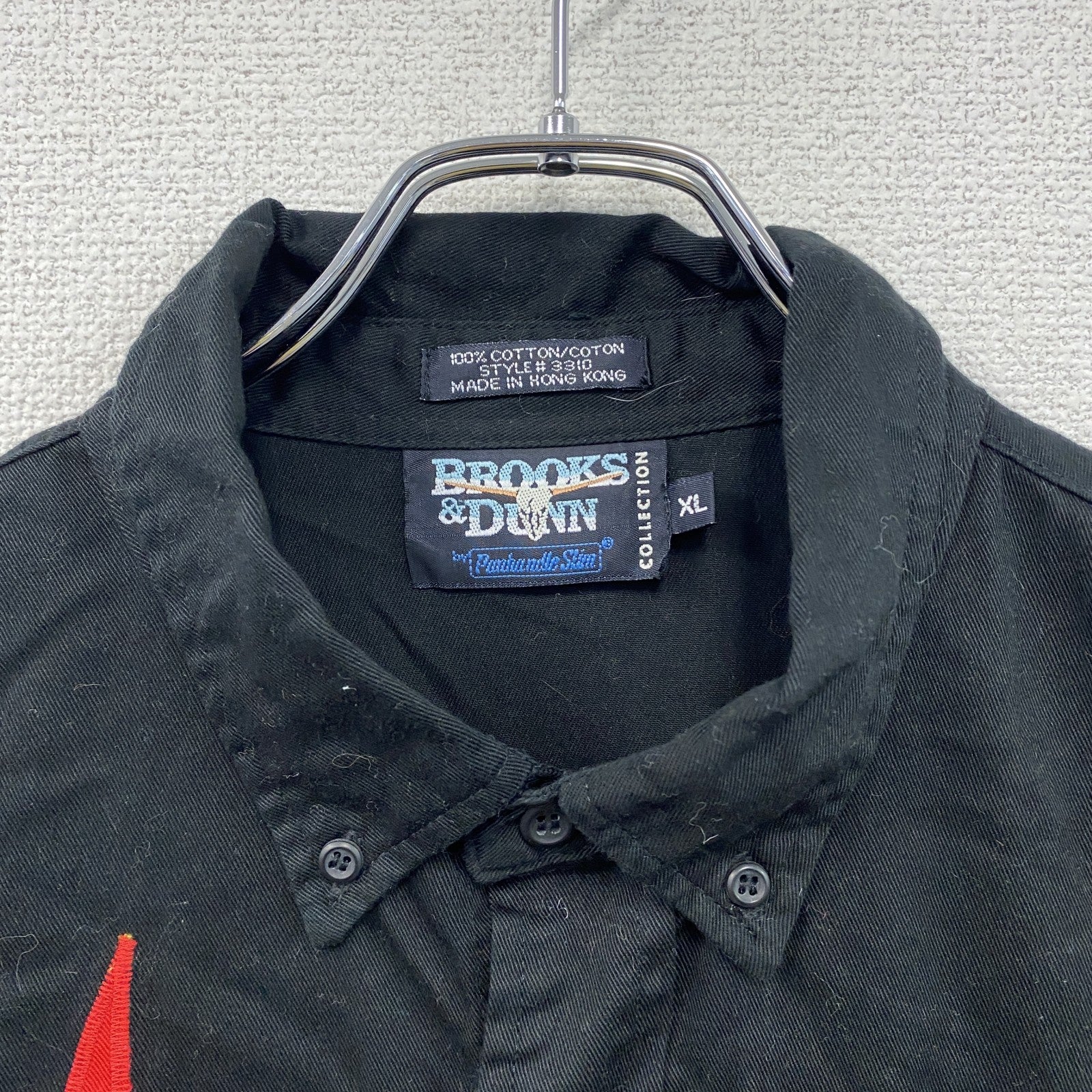 Brooks&Dunn　ブルックス＆ダン　長袖ボタンダウンシャツ　ファイヤーパターン　黒　ブラック　XLサイズ