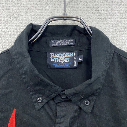 Brooks&Dunn　ブルックス＆ダン　長袖ボタンダウンシャツ　ファイヤーパターン　黒　ブラック　XLサイズ
