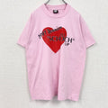 古着 used　80s～　SCREEN STARS　半袖プリントTシャツ　シングルステッチ　ハート　ピンク　Lサイズ