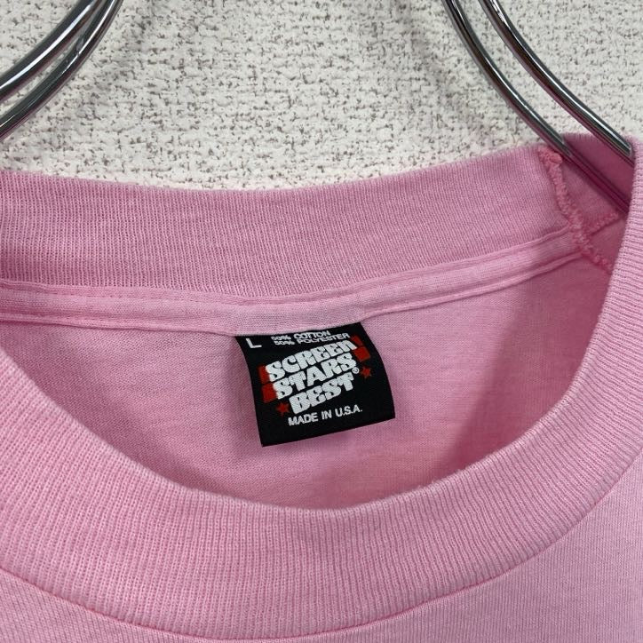 古着 used　80s～　SCREEN STARS　半袖プリントTシャツ　シングルステッチ　ハート　ピンク　Lサイズ