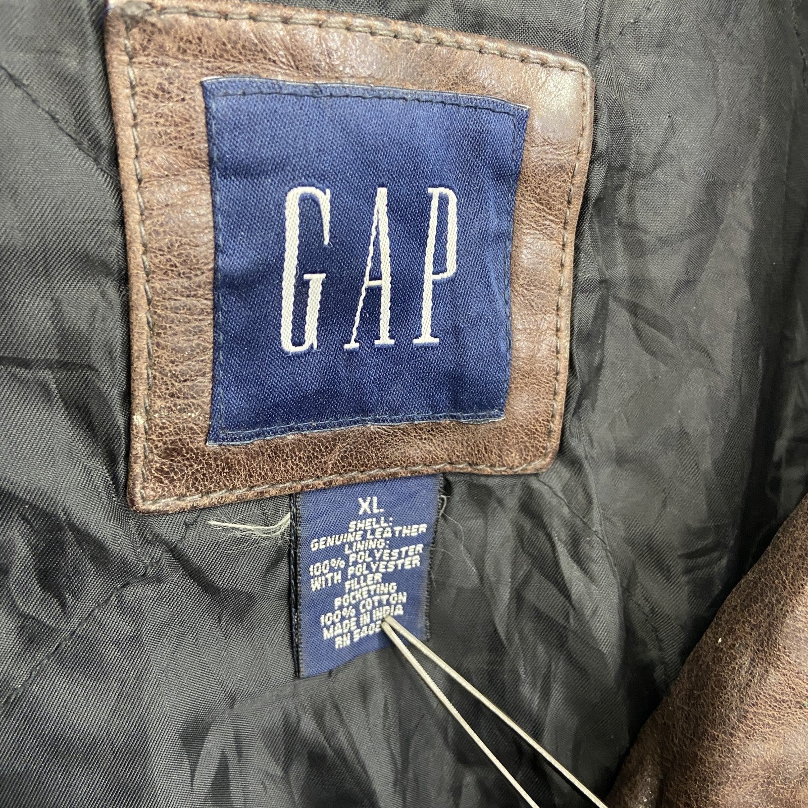 00s　OLD GAP　オールドギャップ　レザーカーコート　ヴィンテージ　焦げ茶　ダークブラウン　XLサイズ