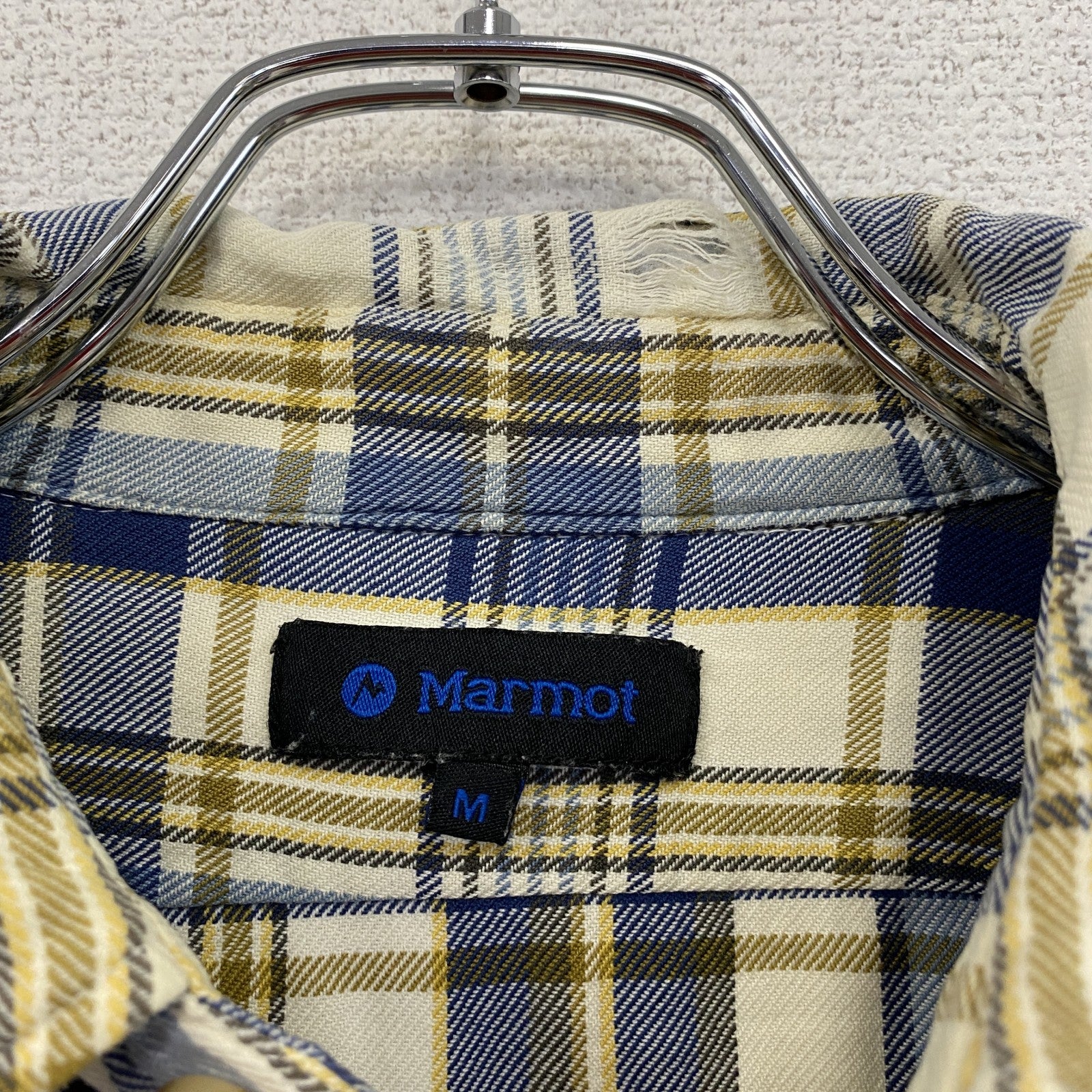 Marmot　マーモット　長袖シャツ　ネルシャツ　チェック柄　ブルー　イエロー　ホワイト　Mサイズ