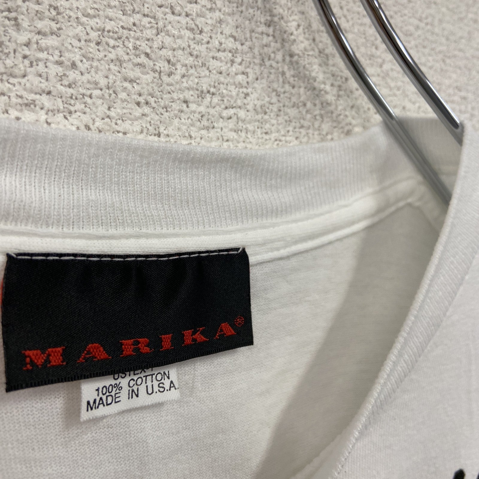 MARIKA　半袖プリントTシャツ　シングルステッチ　総柄　白　ホワイト　1サイズ