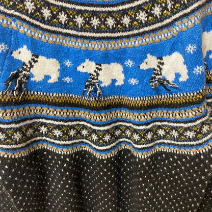 古着 used　HOLIDAY TIME　長袖デザインニット　セーター　ノルディック柄　シロクマ　雪　ラメ　秋冬服　Mサイズ