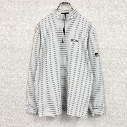 SRIXON　スリクソン　ハーフジップ長袖Tシャツ　ボーダー　白　ホワイト　Lサイズ