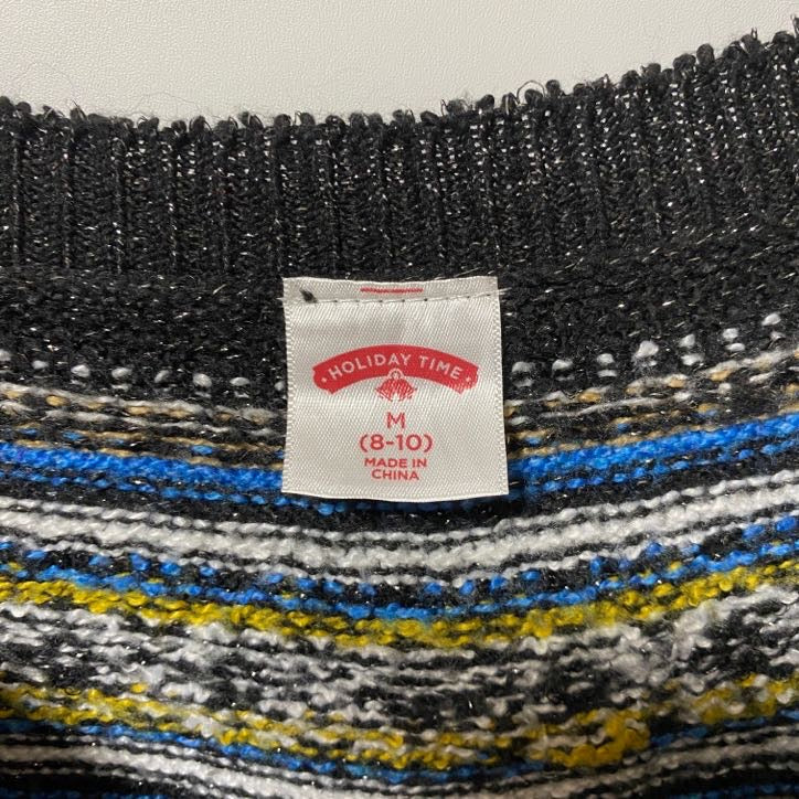 古着 used　HOLIDAY TIME　長袖デザインニット　セーター　ノルディック柄　シロクマ　雪　ラメ　秋冬服　Mサイズ