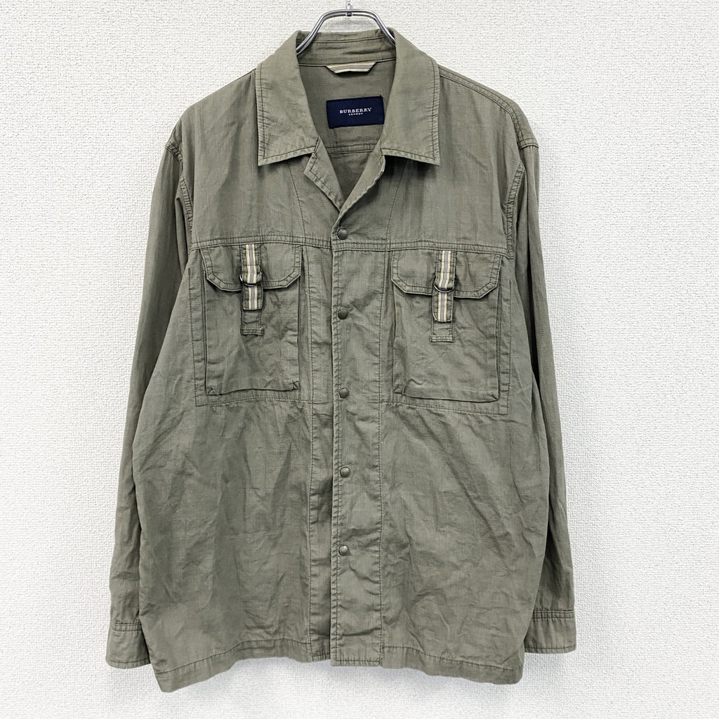 BURBERRY　バーバリー　長袖ミリタリーシャツジャケット　カーキ　