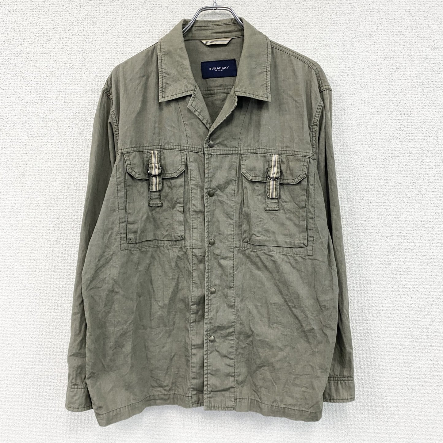 BURBERRY　バーバリー　長袖ミリタリーシャツジャケット　カーキ　