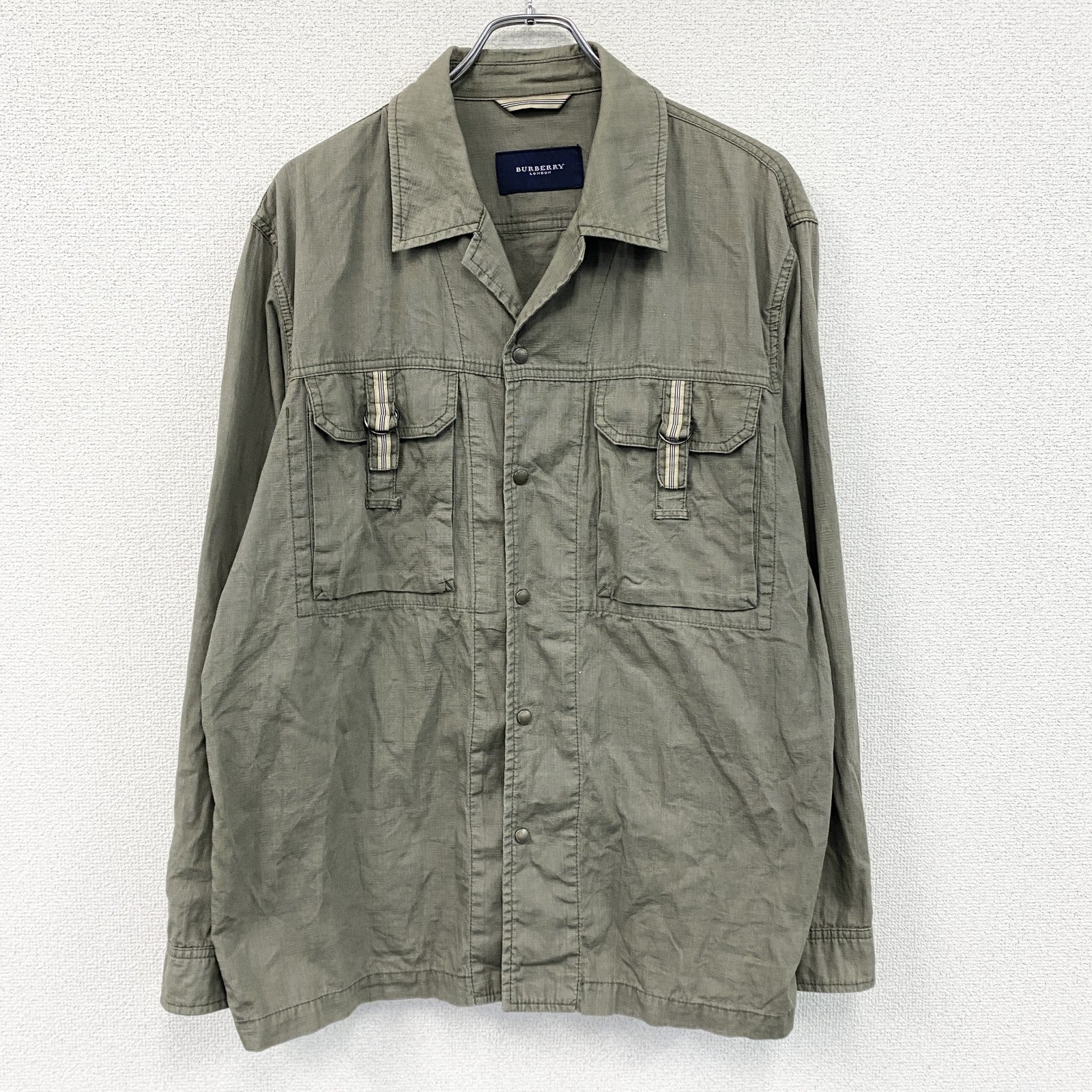 BURBERRY　バーバリー　長袖ミリタリーシャツジャケット　カーキ　
