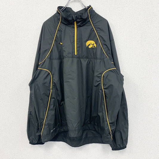 NIKE　ナイキ　プルオーバージャケット　ハーフジップ　両面刺　スウッシュロゴ　黒　XLサイズ