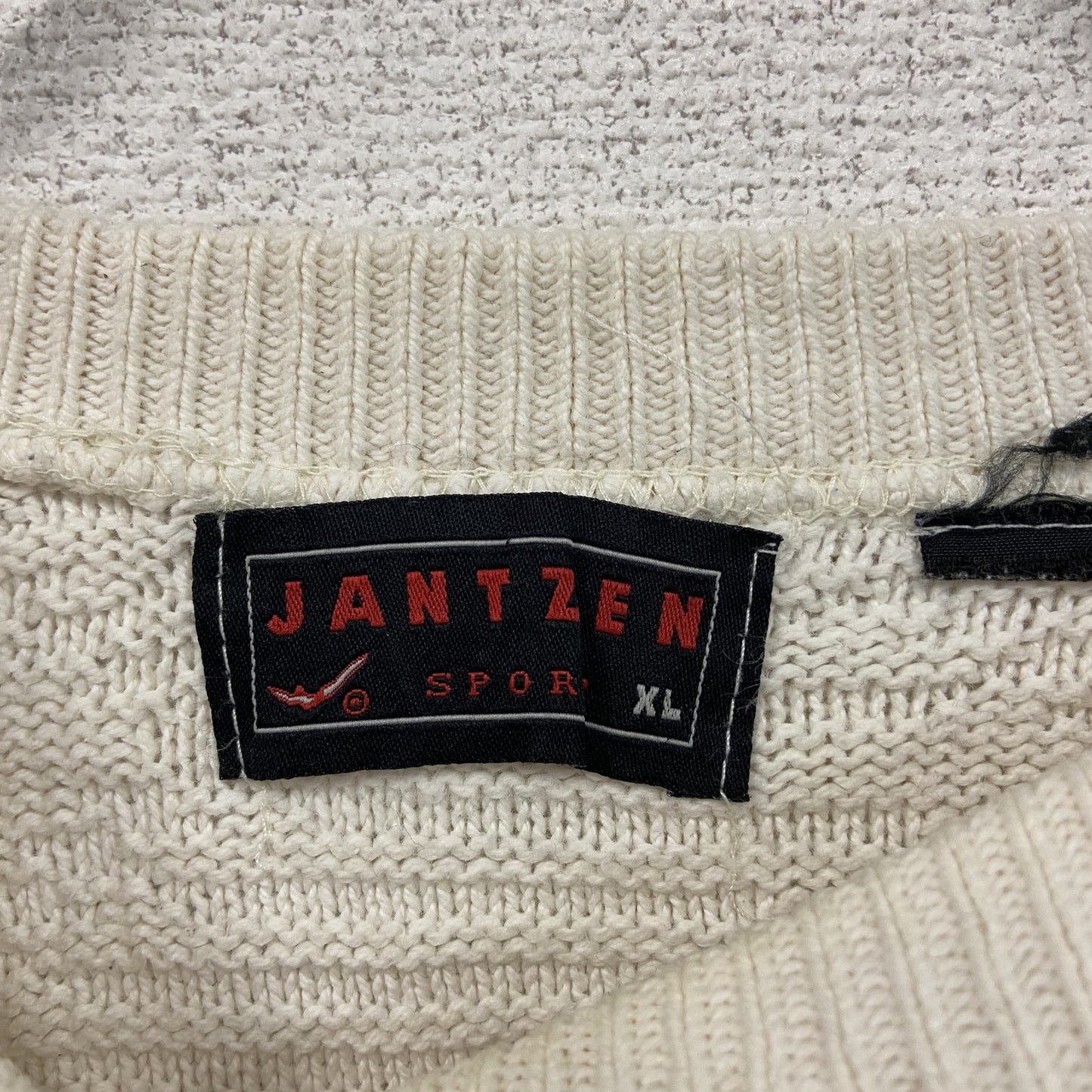 ～00s　JANTZEN　テクスチャードニットセーター　ヴィンテージ　オフホワイト　XLサイズ