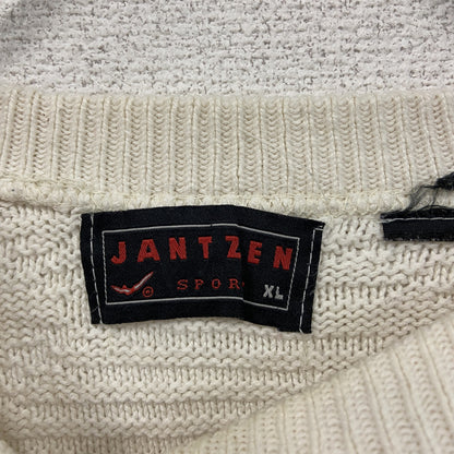 ～00s　JANTZEN　テクスチャードニットセーター　ヴィンテージ　オフホワイト　XLサイズ