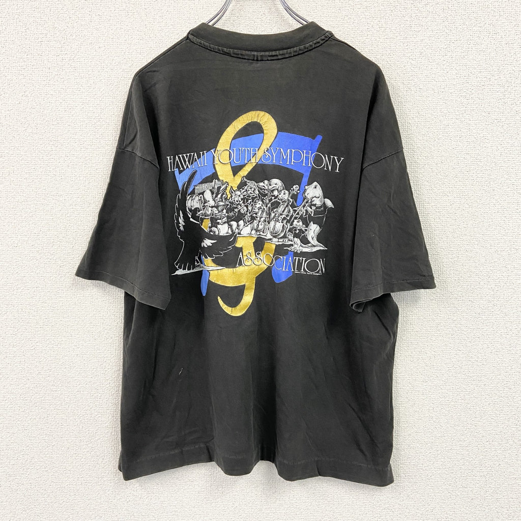 Hanes　ヘインズ　半袖プリントTシャツ　シングルステッチ　黒　ブラック　XLサイズ