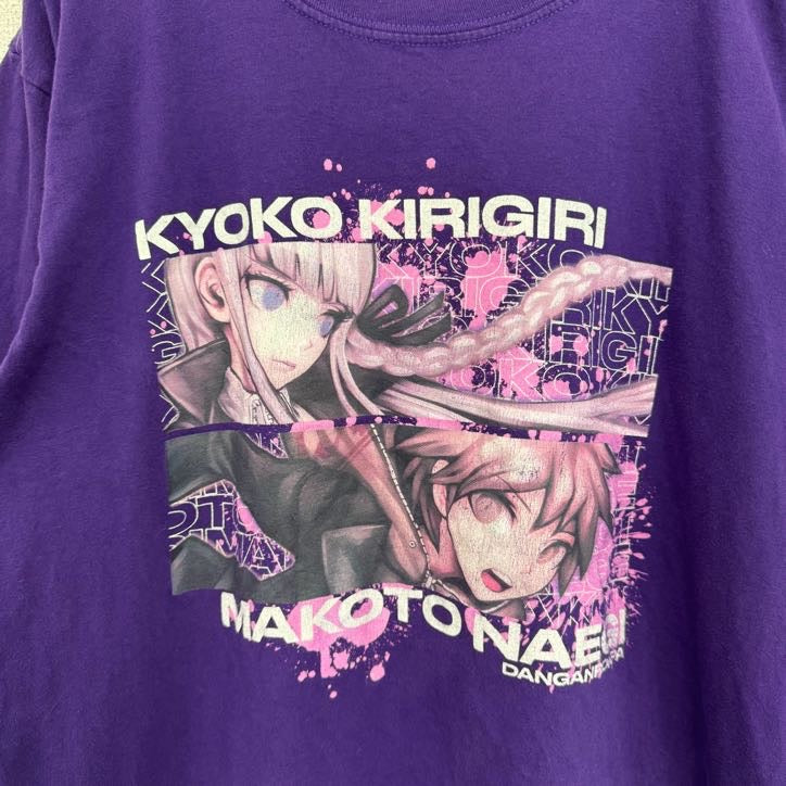 古着 used　ダンガンロンパ　霧切響子　半袖ゲームキャラクタープリントTシャツ　クルーネック　紫　パープル　Lサイズ