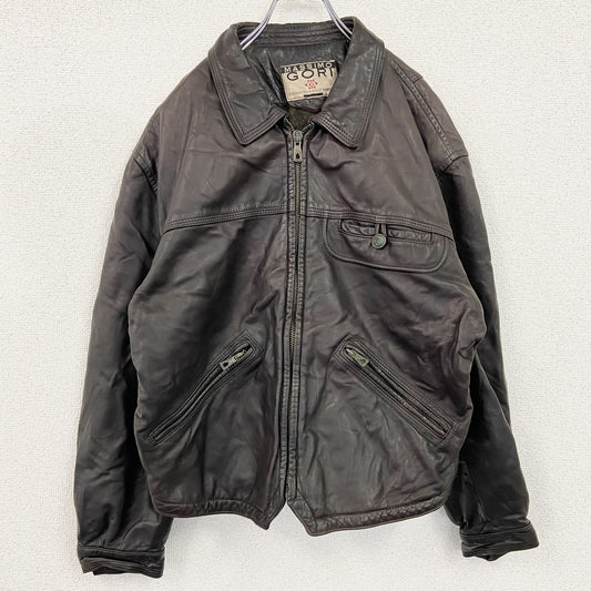 MASSIMO GORI 　レザージャケット　シングルライダースジャケット　襟付き　焦げ茶　ダークブラウン　48