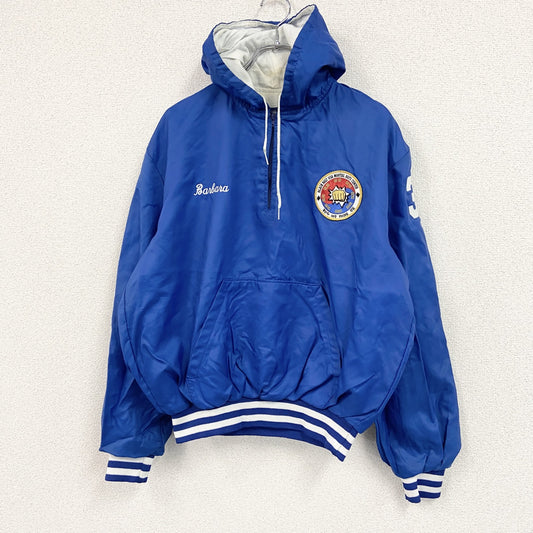 ～90s　Holloway　ホロウェイ　アノラックパーカー　ホワイトタイガー　アーチプリント　ヴィンテージ　青　ブルー　Lサイズ