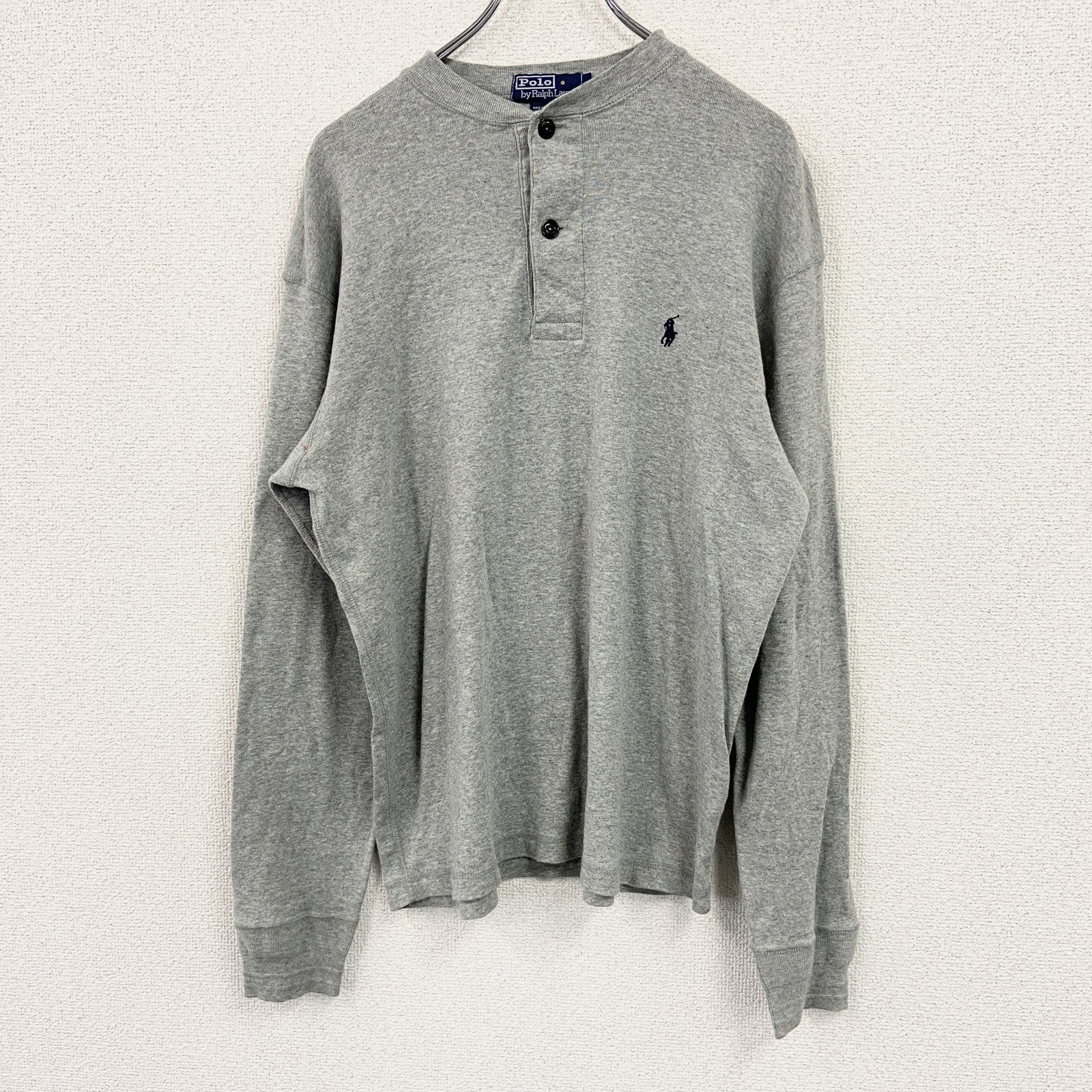 POLO by Ralph Lauren　コットンニットセーター　ヘンリーネック　灰色　グレー　Sサイズ