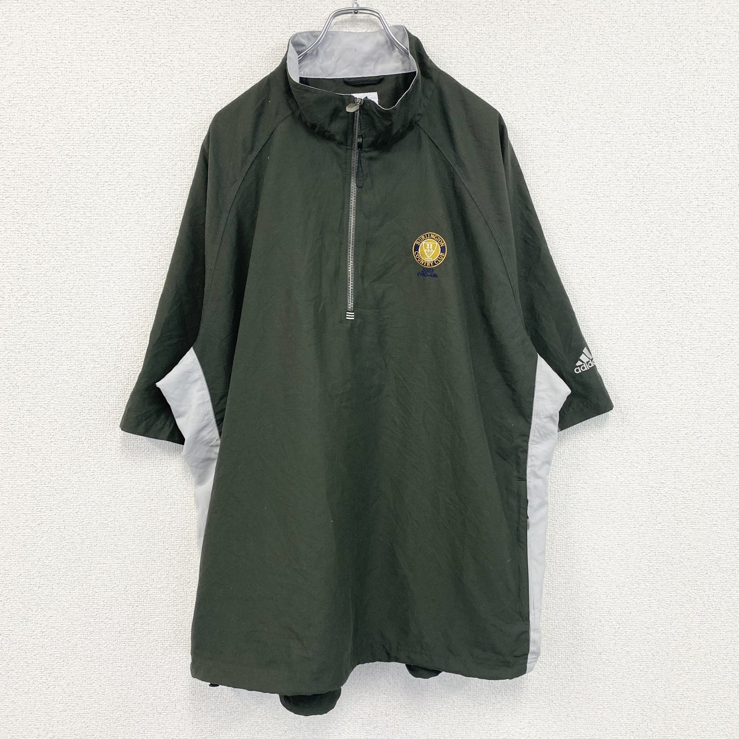 adidas　アディダス　ハーフジップブルゾン/スイングトップ　ハーフジップ　緑　XLサイズ