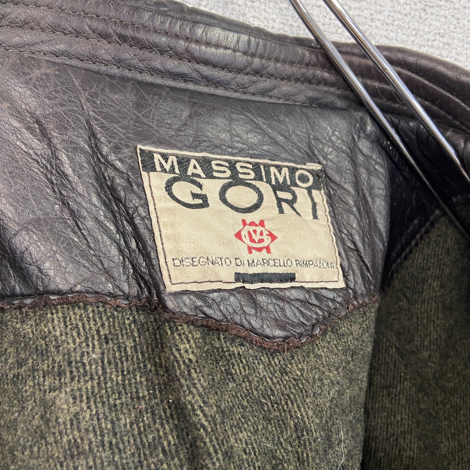 MASSIMO GORI 　レザージャケット　シングルライダースジャケット　襟付き　焦げ茶　ダークブラウン　48