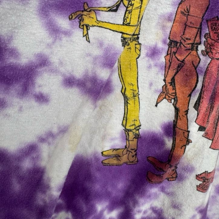 古着 used　Gorillaz　ゴリラズ　半袖バンドプリントTシャツ　tultexボディ　タイダイ柄　紫　パープル　Lサイズ