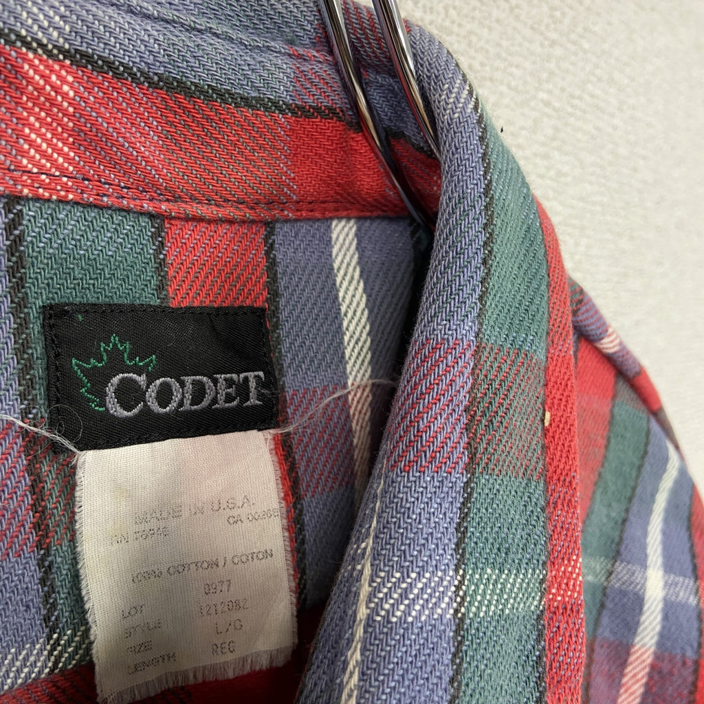 CODET　長袖ボタンダウンシャツ　チェック柄　マルチカラー　Lサイズ
