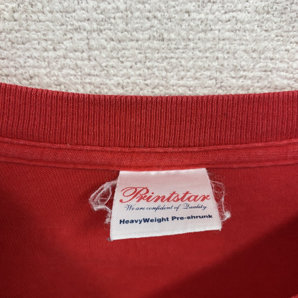 00s　Printstar　プリントスター　デビッド・ベッカム　Castro　半袖プリント企業Tシャツ　ヴィンテージ　赤　レッド