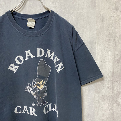 古着 used　GILDAN ギルダン　ROADMEN　半袖プリントTシャツ　黒　ブラック　レトロデザイン　XLサイズ