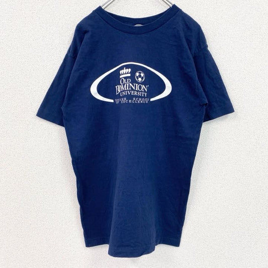 古着 used　90s　adidas　アディダス　半袖カレッジプリントTシャツ　OLD DOMINION　ネイビー　Sサイズ