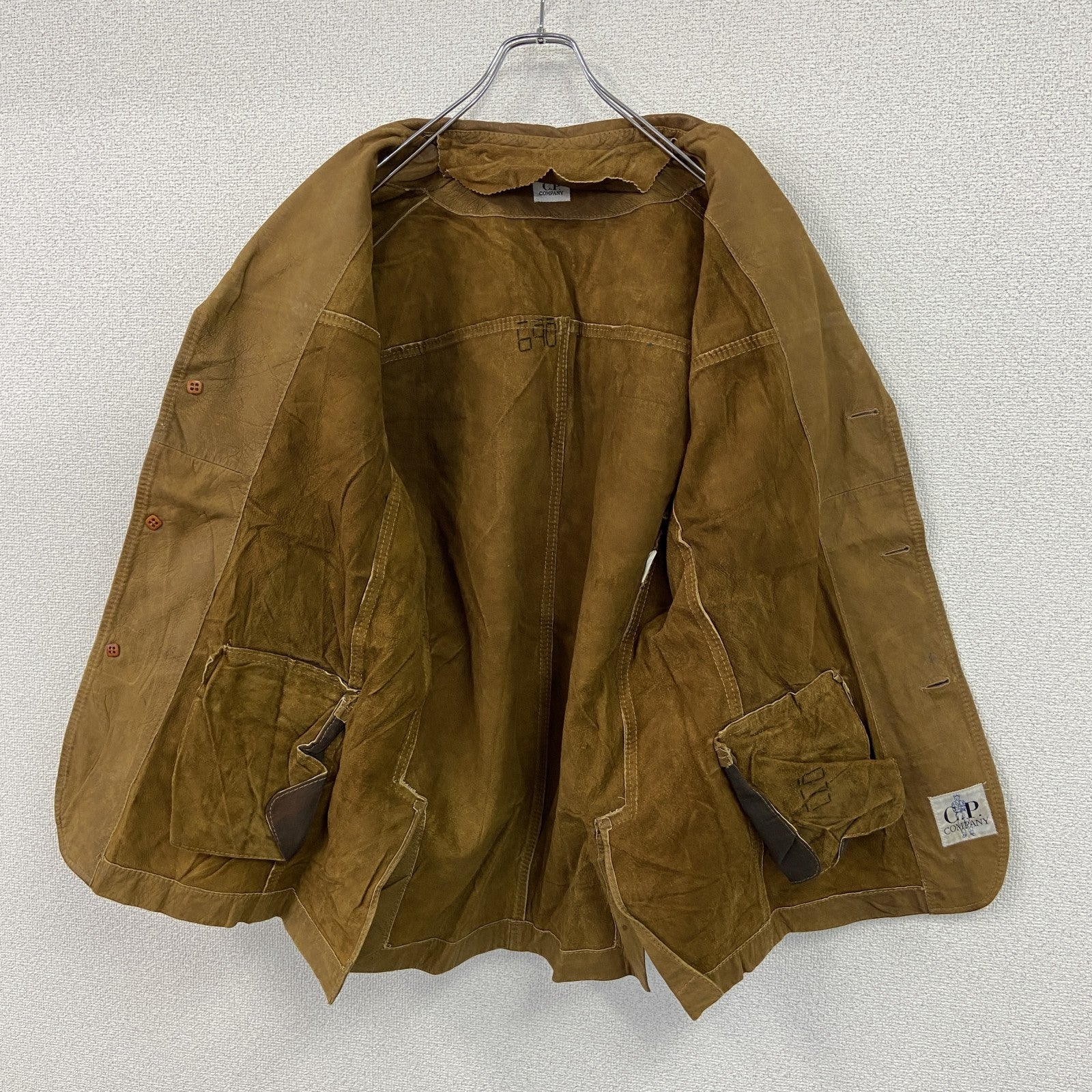90s　C.P.COMPANY　シーピーカンパニー　レザーテーラージャケット　茶色　キャメル　ブラウン