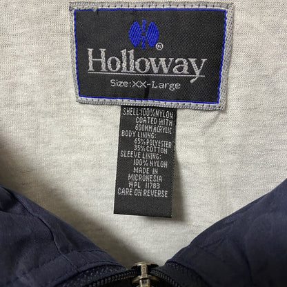古着 used　Holloway  長袖ナイロンジャケット　ワンポイント刺繍　ノースカロライナ　ネイビー　レトロデザイン　Ⅼサイズ